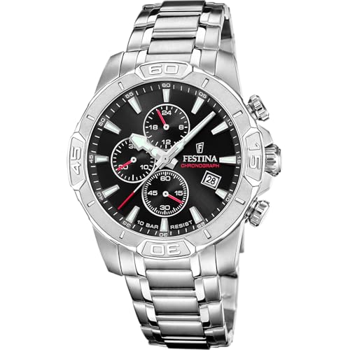 Montre Festina F20704/3 homme en acier argenté avec chronographe et calendrier
