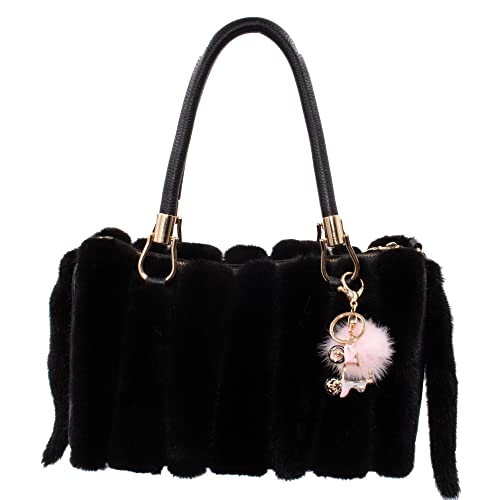 Surell Sparkly Scooter Keychain With Mink Fur Pom - Fluffy Plush Bike Keychain - Cute Key Chains For Women - Pompom Charm For Bags Purses Backpacks - Pink #TOP1