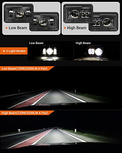Image of BICYACO 4 PCS DOT 4x6 Inch LED Headlights Rectangular Replacement H4651 H4652 H4656 H4666 H6545 Compatible with Peterbilt Kenworth Freightinger Ford Probe Oldsmobile Cutlass
