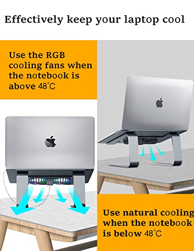 DEEDRR-Laptop-Stand-for-Desk-with-USB-Cooling-Fans-Ergonomic-Aluminum-Laptop-Stand-Cooling-Pad-Ventilated-Laptop-Riser-Holder-for-11-17-Inches-Notebook-MacBook-Greenish-Gray