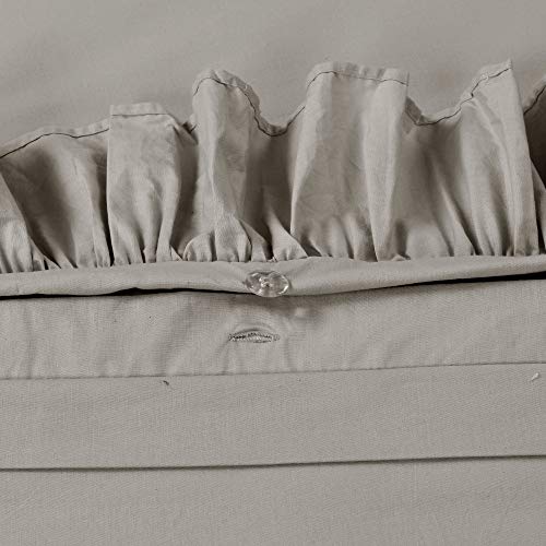 Image of Lush Decor Reyna Ruffle Cotton Duvet Cover Set 3 Piece Set Full / Queen, Gray - Queen Size Bedding Set - Gray Duvet Queen- Ruffled Bedding - Coquette Decor