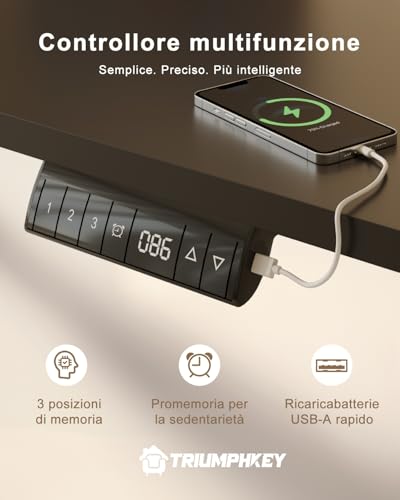 Scrivania Elettrica Regolabile in Altezza,200 x 80 cm,Presa USB, 3 Controllo Memoria, Scrivania Gaming, Altezza Regolabile, Anti-collisione, Tavolo da Computer,Piano Giuntato - Scrivania Gaming - Immagine 4