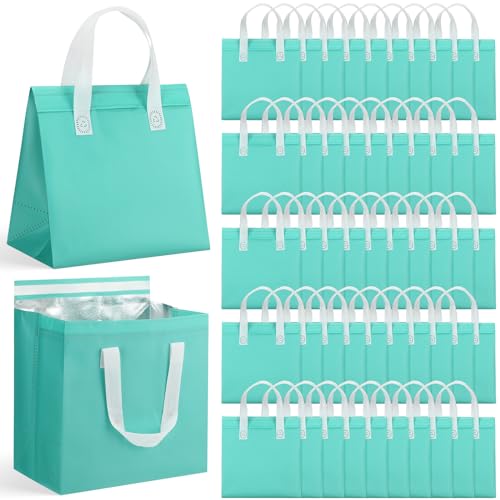 FoldTier 50 Pcs Insulated Take Away Bags Bulk Thermal Insulation Food Bags for Coffee Milk Tea Hot...