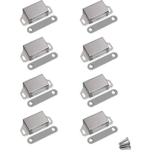 WOOCH Magnetic Door Catch - 30lb High Magnetic Stainless Steel Heavy Duty Catch for Kitchen Bathroom Cupboard Wardrobe Closet Closures Cabinet Door Drawer Latch (2.1 in Silver, 8-Pack) Cover