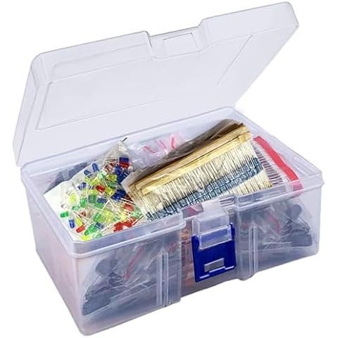 DaFuRui Electronic Component Assortment Kit，Total 1775PCS Metal Film Resistors，Variable Resistors，Ceramic Capacitor，Electrolytic Capacitor，Diode，Transistor，LED，Tactile Switch Compatible with Arduino Cover