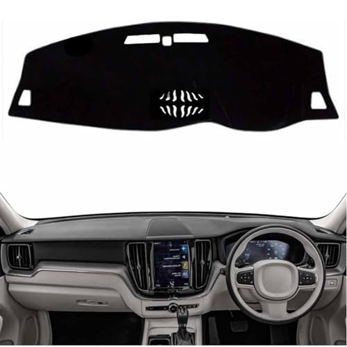AHDHAJAQ Alfombrilla Protectora Salpicadero De Coche, para Volvo XC60 2018-2020 Salpicadero Cubierta Protectora Antideslizante, Interiores para Consola Central,A/LHD(Black)