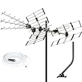 Five Star HDTV Outdoor Antenna 200 Miles Long Range Upgraded Yagi VHF UHF Support ATSC 3.0 and 4K Broadcast with 21” mounting Pole