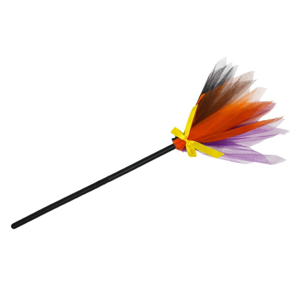 Didiseaon decor Halloween Prop Broom Halloween Broomstick Witches Broomstick Broom Ornament Broom Prop Witch Broomstick Party Cosplay Prop Witch Prop child detachable Mesh apparel
