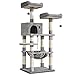 FEANDREA Cat Tree, Cat Tower for Indoor Cats, 56.3-Inch Cat Condo with Scratching Posts, Hammock, Plush Perch, Light Gray UPCT15W