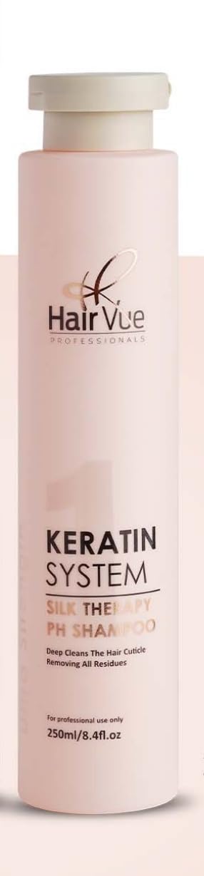HairVue Professionals Keratin System Silk Therapy Shampoo, Deep Cleans Hair Cuticle, 250ml-image-1