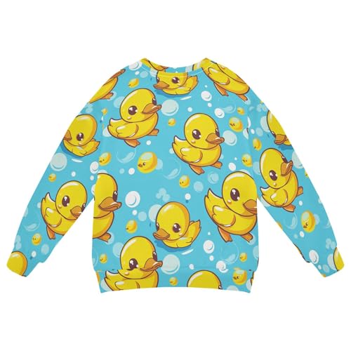JUNZAN Cute Yellow Ducks Blue Little Girls Sweatshirt Hoodie Fleece Hoodies for Girls Sports 4T2