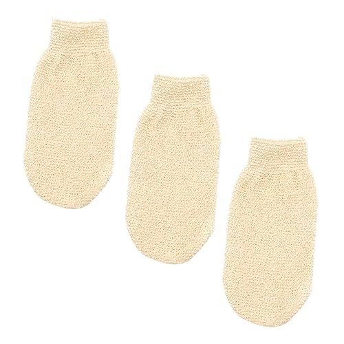 NIYANGLE 3 Piezas Guantes Exfoliantes de Baño para Cuidado Manoplas de Ducha de Limpieza Profunda Guantes Naturales para Exfoliación y Masaje para Eliminar Impurezas y Células Muertas