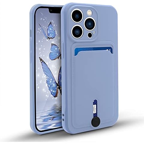 Naiadiy Silicone Wallet Case with Card Holder (for iPhone 13 Pro 6.1 Inch 2021) - Upgrade/Purple Cover