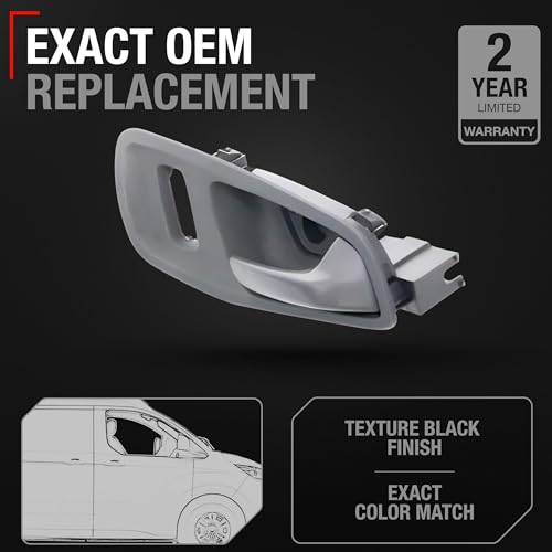 Image of T1A Interior Front Passenger Door Handle Replacement - Compatible with 2015-2023 Ford Transit - Textured Black, Plastic - OEM CK4Z-9946318-A BK2Z-6126680-A