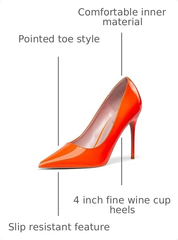 Image of Elisabet Tang High Heels, Womens Pointed Toe Slip on Stilettos Party Wedding Pumps Basic Shoes