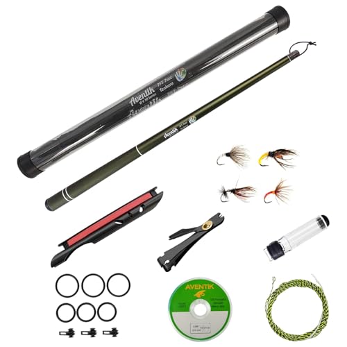Aventik FreshStart Tenkara Fly Fishing Rod Combo(Dark Green,2.4M/8FT)