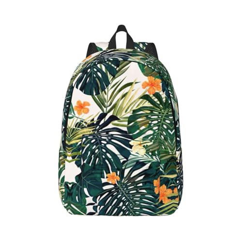 Sac à dos ordinateur portable avec compartiment rembourré et imprimé fleurs de palmier