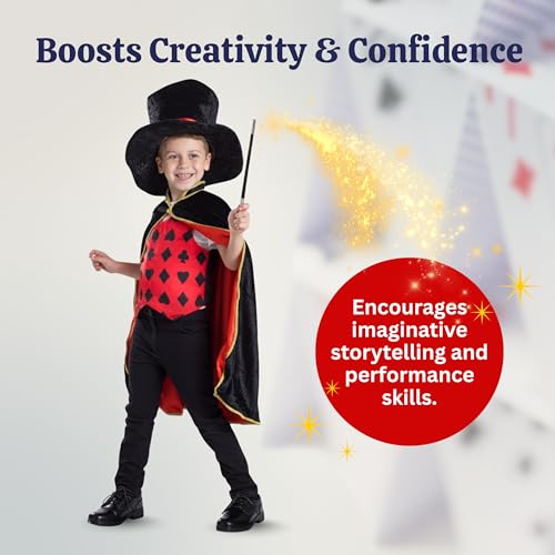 Dress Up America Magician Costume for Kids - Magician Cape, Hat and Wand Set - Magic Dress Up Costume for Boys and Girls