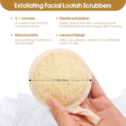 Exfoliating Loofah Sponge Pads Face loofa Brush 6 Pack 3.15 inches Made of 100% Natural Luffa Body and Facial Scrub Pad Personal Care Close Skin for Men and Women for Bath Spa and Shower - Image 5