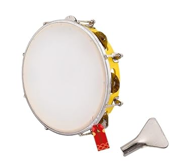 UAPAN Dafli Musical Instrument Dafli/Tambourine 7inch Hand Percussion Musical Instrument (yellow color small Tambourine) - image, photos