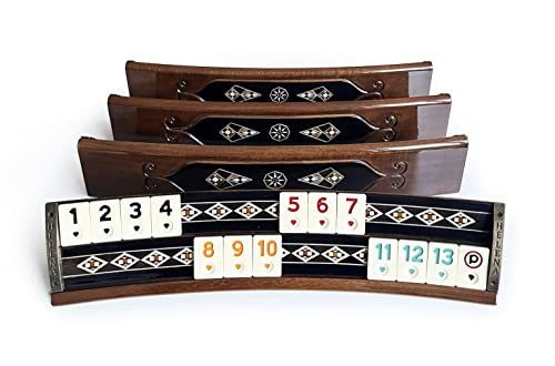 Juego Rummi artesanal con tablero de madera natural miniatura 3