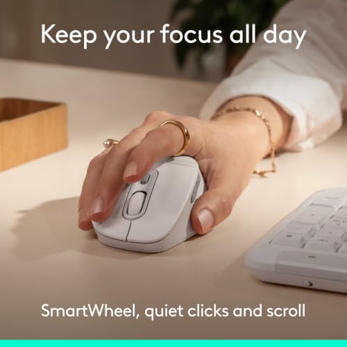 Image of Logitech Signature Comfort Plus M850 L Wireless Mouse, Bluetooth Mouse with Palm Cushion, Silent Clicks, 24-Month Battery, Customizable Buttons, for Windows, Mac, iPad - Off White