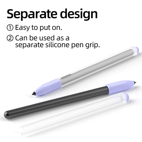 Image of Compatible with Samsung Galaxy Tab S7 /S7+ /S7 FE /S8 /S8+ /S8 Ultra /S9 /S9+ /S9 Ultra Pencil Case S Pen Case, Silicone Translucent Non-Slip Cover.?Lavender?