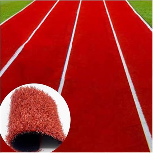 LNNNW Pelouse en Gazon Synthétique Gazon artificiel rouge, tapis de gazon synthétique de paysage, gazon artificiel for gymnases et terrains de jeux, rouleaux...