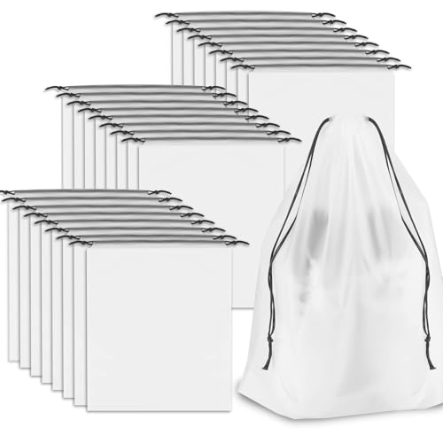 SLIJAR 24 Piezas Bolsa Zapatos Viaje, Bolsa Zapatillas Deporte Impermeables con Cordón, Transparente Bolsas Zapatos de Viaje, Adecuado para Guardar Zapatos, Ropa