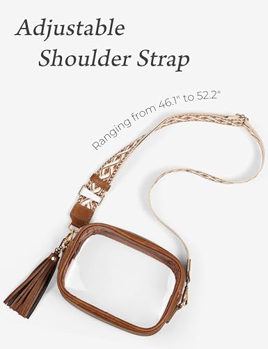 Yarnic Clear Bag Stadium Approved, PVC Transparent Crossbody Purse Small Transparent Crossbody Bag with Adjustable Shoulder Strap with Wide Strap for Concerts Sport Event Brown4