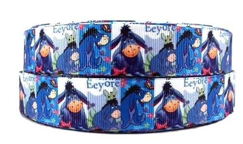 Winnie Cartoon Pooh Eeyore 1 Inch Wide Repeat Ribbon Sold in Yards (10 Yards)