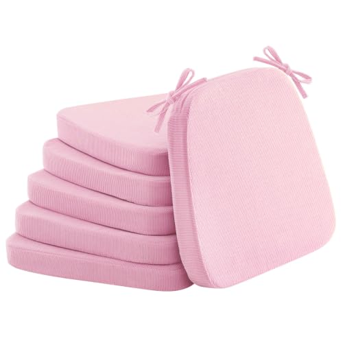 Nobildonna Dining Chair Cushions, Pink, 17"x16", Set of 6