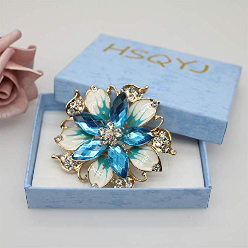 Image of Crystal Pearl Flower Brooches Pins Fashion Beautiful Created Rhinestone Floral Brooch Good Idea for Party Dance Wedding Banquet for Elegant Women Girl