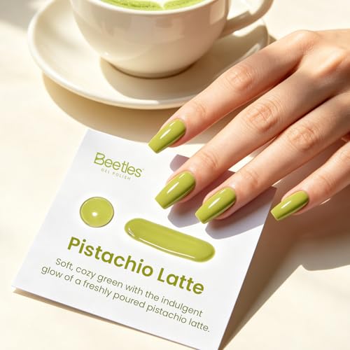 Image of Beetles Green Gel Polish - Pistachio Latte 15ML /0.51Fl Oz, Lime Green Gel Nail Polish, Color-Matched Bottle, Soak-Off UV LED, Long-Lasting Holiday & Fall Nails Art for DIY Beginners & Salon Pros
