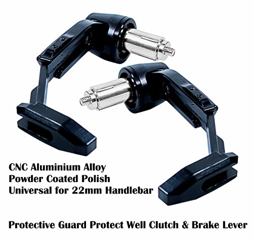 Image of Motorcycle Brake Clutch Lever Guard Handlebar Protectors 7 /8 inch 22MM CNC Alloy with Adjustable Angle Length (Black) for Bajaj Pulsar 220 F (Pack of 2)