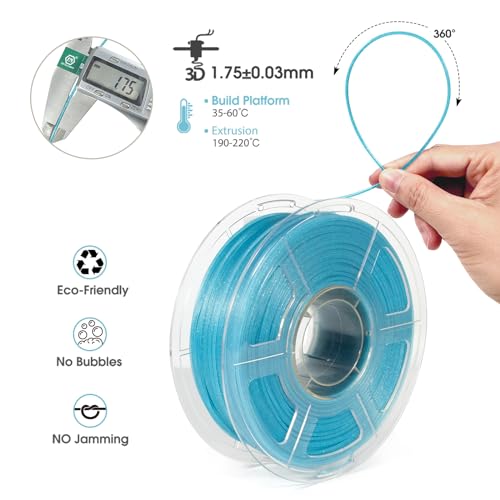 Image of iSANMATE Clear PLA 3D Printer Filament, Transparent Glitter Sky Blue PLA Filament 1.75 mm, 3D Printing Filament 1KG /2.2lb