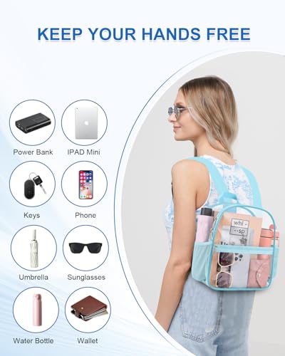 Image of Clear Backpack for Stadium Events, 12x12x6 Small Clear Plastic bag with Reinforced Straps for Game Security Festival Concert