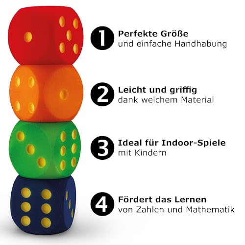 Volley Schaumstoffwürfel - 16x16x16 cm - großer Würfel - Unbeschichtet - großer Spielwürfel für Kinder - Würfel für Kinder und Schule