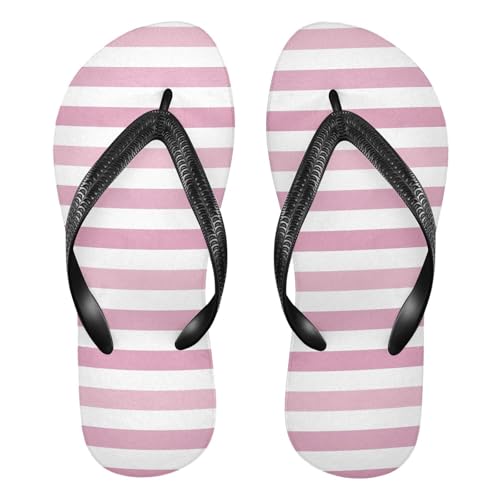 Pink Stripe Flip Flops for Beach Thong Sandals Anti-slip Lightweight Beach Slippers for Travel Summer Outdoor