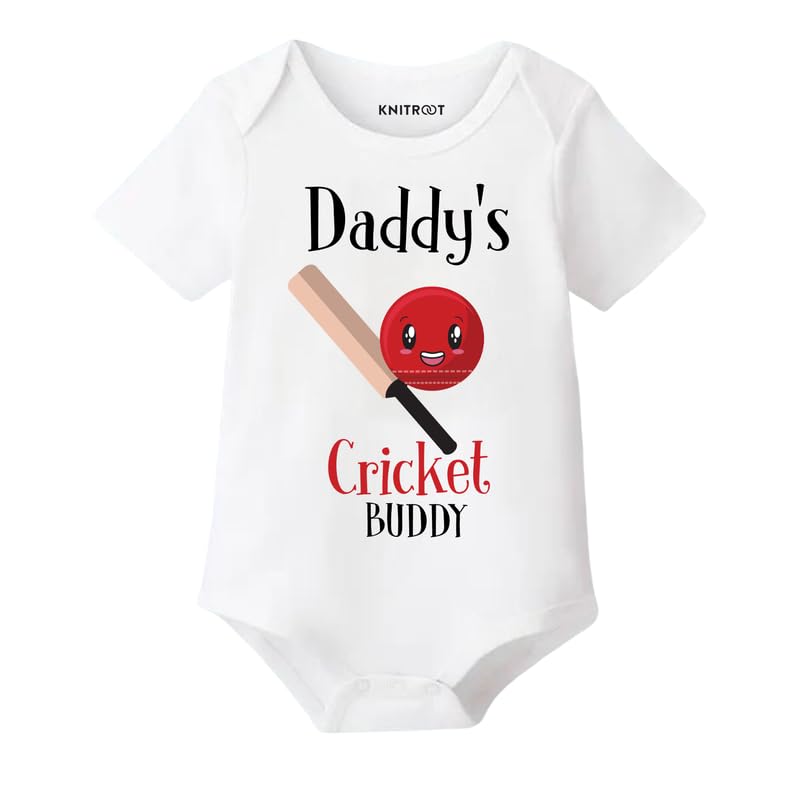 knitroot Cricket Special, Daddy's Cricket Buddy, Onesies, Unisex Baby Kids Half Sleeve Bottom-Snap-Button 100% Cotton White Rompers, Sleepsuit, Bodysuit, Infant Cloths for Boys & Girls-picture-37