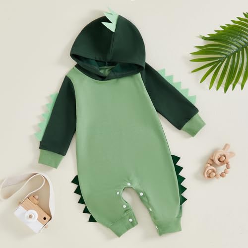 Newborn Baby Boys Rompers Hoodies Dinosaur Cartoon Infant Baby Toddler Onesie Jumpsuit Outfits Unisex Clothes4