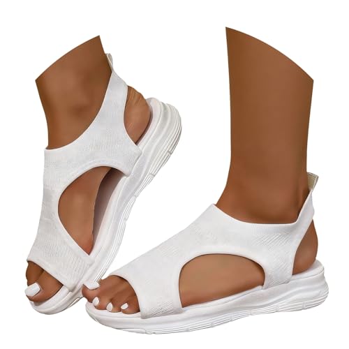 Genérico Sandalias Blancas Mujer Comodas Moda Zapatos Punta Abierta Cuña Lavable Sandalias Mujer Verano Deportivas Sandalia Trekking Zapatos Ortopedicas