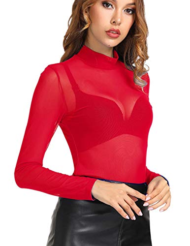 Amazon.com: Sexy See Through Sheer Mesh Tops Long Sleeve T Shirts