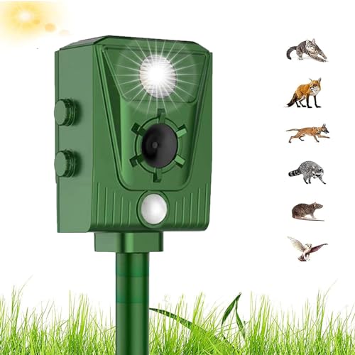 Solar Ultraschall Katzenschreck, Ultraschall Abwehr mit Solarbetrieb und Blitz gegen Katzen, Hunde, Marder, Tierabwehr, Katzenschreck Hundeschreck Marderschreck