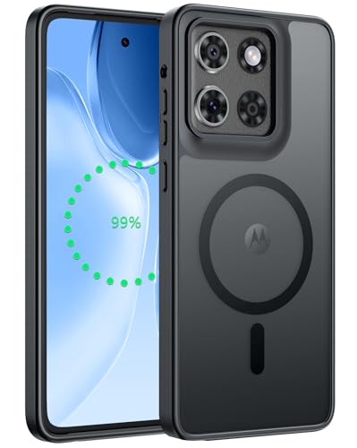 FNTCASE for Motorola Moto G-Stylus-5G-2025 Case: Magnetic Translucent Matte Shockproof Slim Cell Phone Cover - Military Grade Drop Proof Hard Back Anti-Fingerprint Protective Case (6.7 inch/Black)
