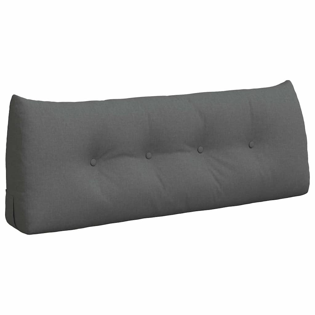 Moderno cuscino per la schiena con chiusura lampo, 120 x 24 x 50 cm, tessuto vellutato grigio scuro, design ergonomico per una migliore tenuta, imbottitura in poliestere, rivestimento