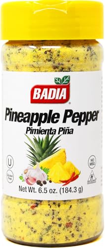 Image of Badia Pineapple Pepper Seasoning, 6.5 oz (Pack of 6) - Tropical Citrus Pepper Blend for Chicken, Seafood, Vegetables, & Fruits