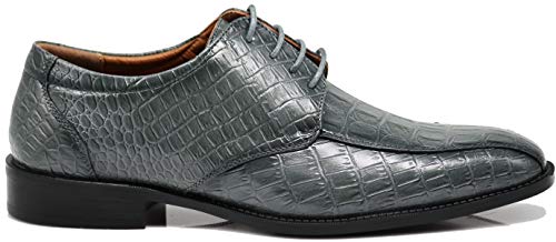 Gator3N Men's Alligator Crocodile Print Oxfords Fashion Lace Up Dress Shoes2