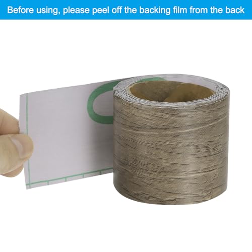 Image of PATIKIL Wood Grain Repair Tape 2in x16ft, Self Adhesive Realistic Textured Repair Tape Patch for Floor Door Table Cabinets Desk, Yellow Teak