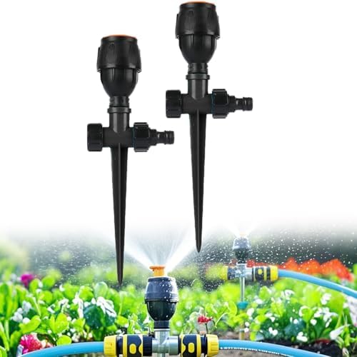 360 Rotating Lawn Sprinkler for Yard, Garden Irrigation System Rotating Water Sprinklers Covers 33-79FT, Grass Sprinkler Farm Crop Field Vegetable Cooling (2PCs,Black)